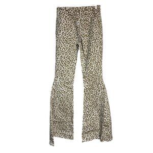 Leopard Print Flared Pants By Wisteria Lane - Womens‎ M - Cotton Blend New